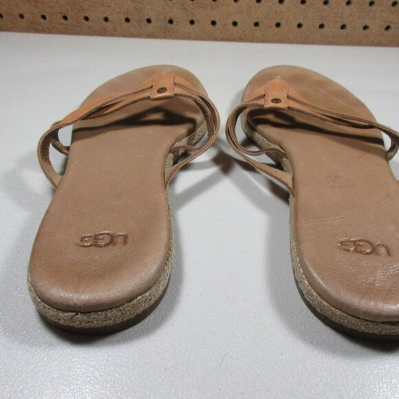 UGG womens tan Annice leather thong sandals 1016801 9 M EUC - Picture 4 of 6